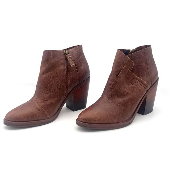 KDB Kelsi Dagger Brooklyn Watchman Booties Brown Leather Block Heel Size 8.5 - Picture 8 of 13